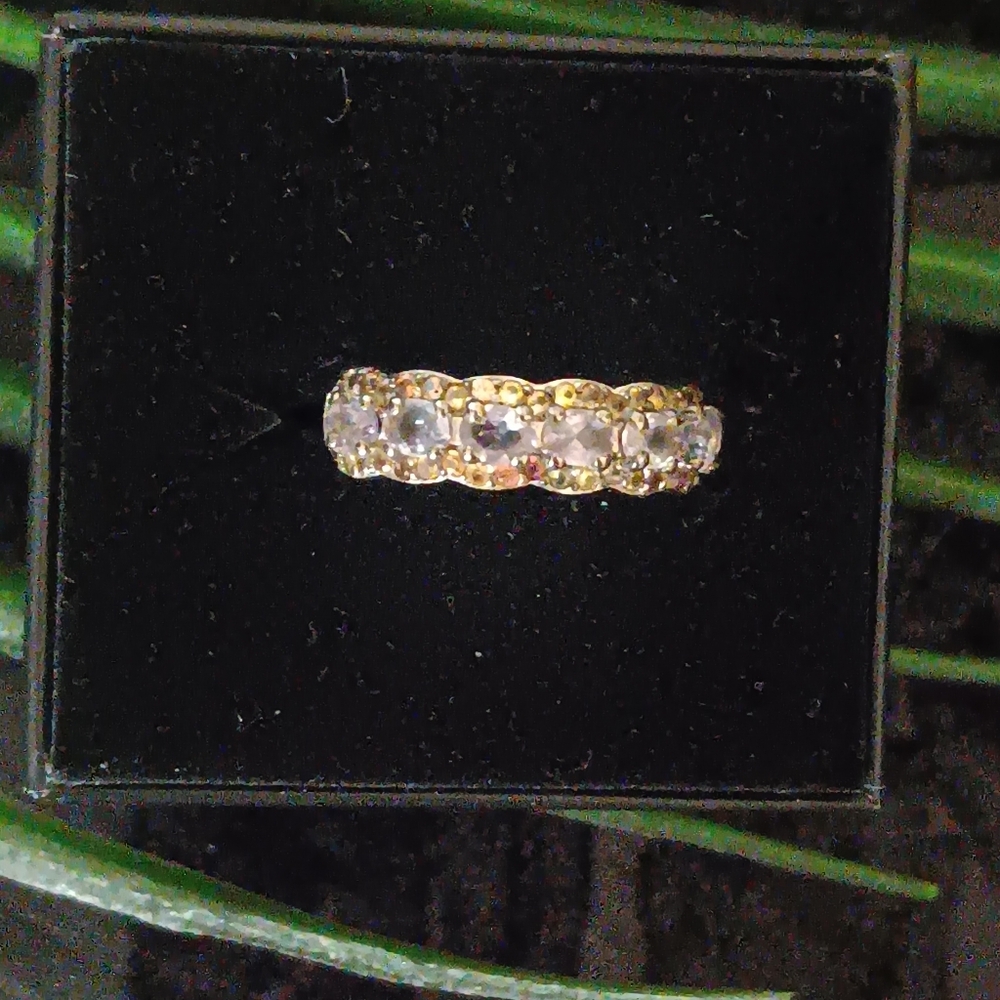 NEW SaphireTanzanite Eternity Ring Chanel Set Golden Saphires - Picture 7 of 9